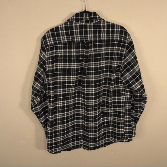 LARGE JACHS MENS THICK FLANNEL BUTTON FRONT SHACKET BLACK WHITE COTTON - Picture 10 of 16